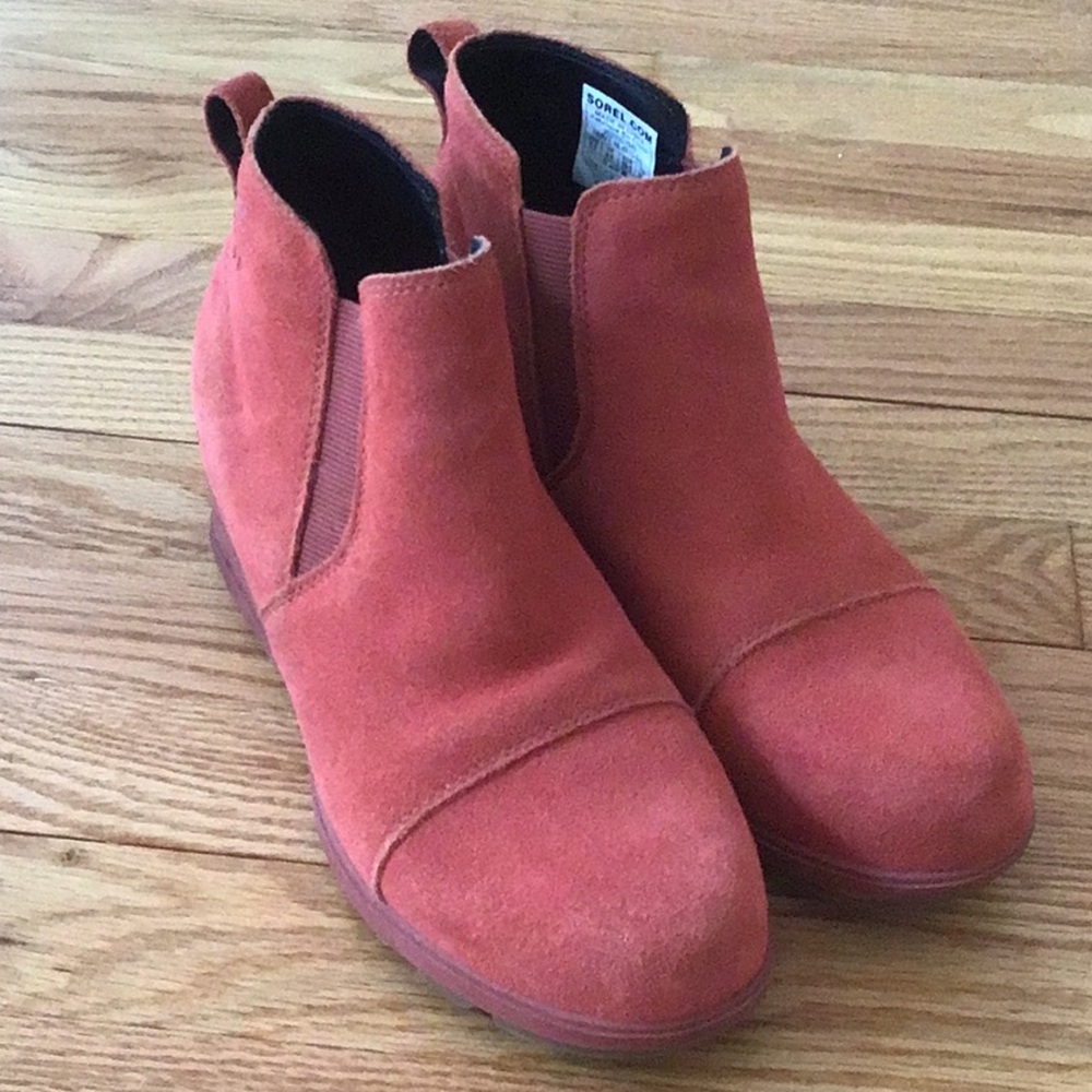 Sorel Evie Suede Pull On Bootie 8.5 Coral Pink 8.5